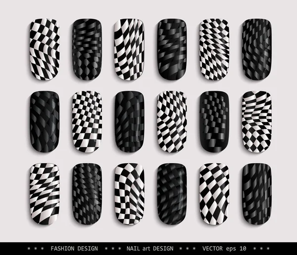 Nail-Design-black-White-Checkered-distorted — Διανυσματικό Αρχείο