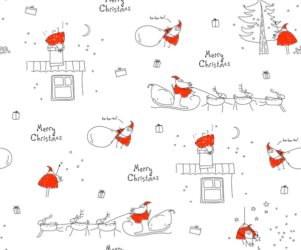 Santa-Claus-Christmas-New-Year-seamless-pattern — Stockvector