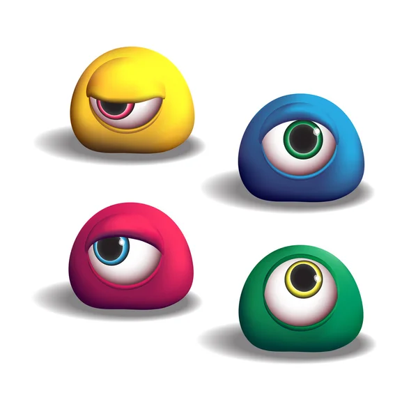 3D monstruos ojos — Vector de stock