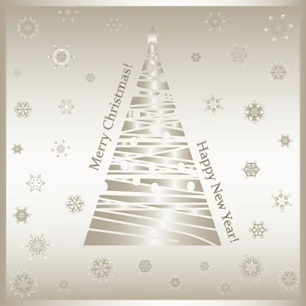 Gold-Christmas tree-snowflakes-Merry Christmas — Wektor stockowy