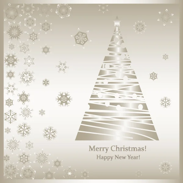 Gold-Christmas tree-snowflakes-Merry Christmas — Stock Vector