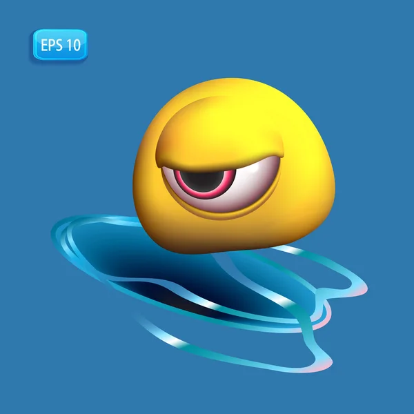 Ojo de monstruos 3D - amarillo — Vector de stock