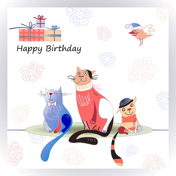 Happy Birthday card with cute cats Stock Illustration