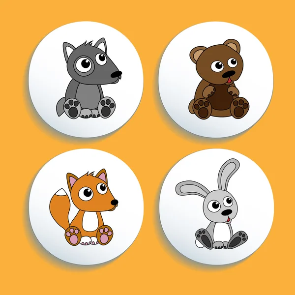 Set of buttons with animals. — Stock Vector