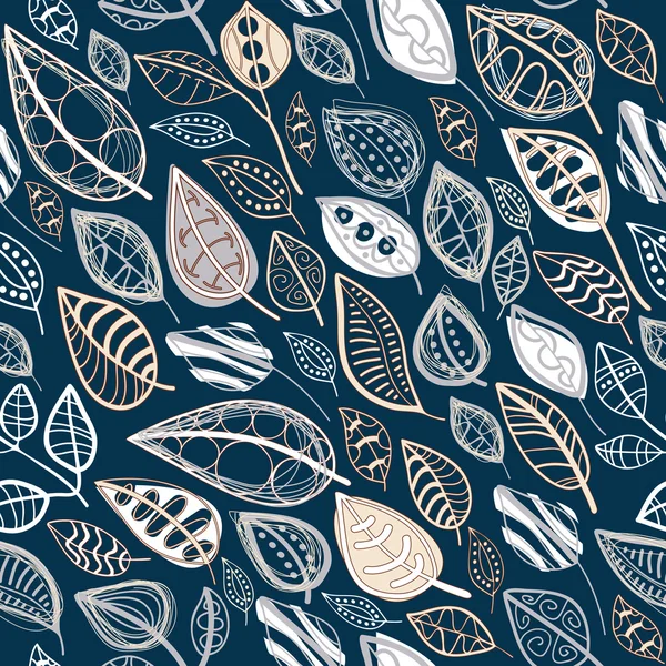Seamless pattern with abstract leaves — Stock Vector