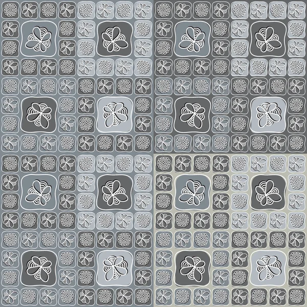 Padrão sem costura com quadrados e flores —  Vetores de Stock