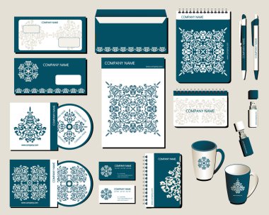 Kurumsal kimlik şablon çiçek süslemeli