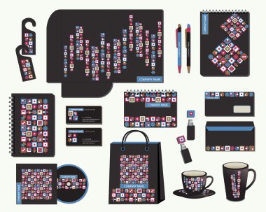 Kurumsal kimlik şablonu ile renkli kareler