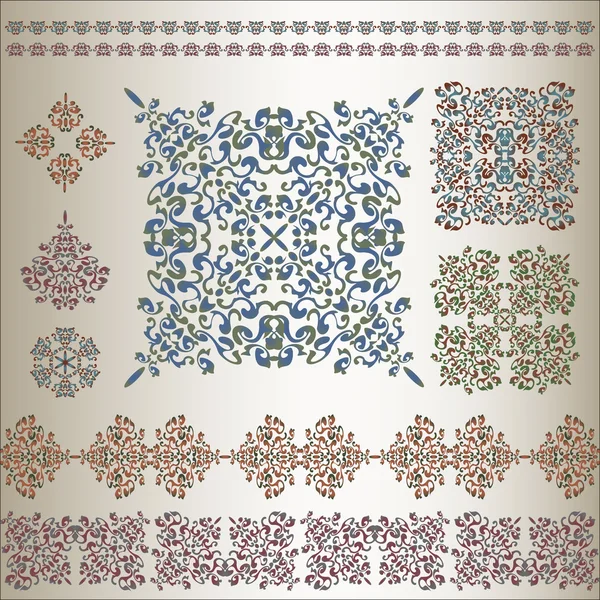 Ensemble de motifs décorés dans un style oriental — Image vectorielle