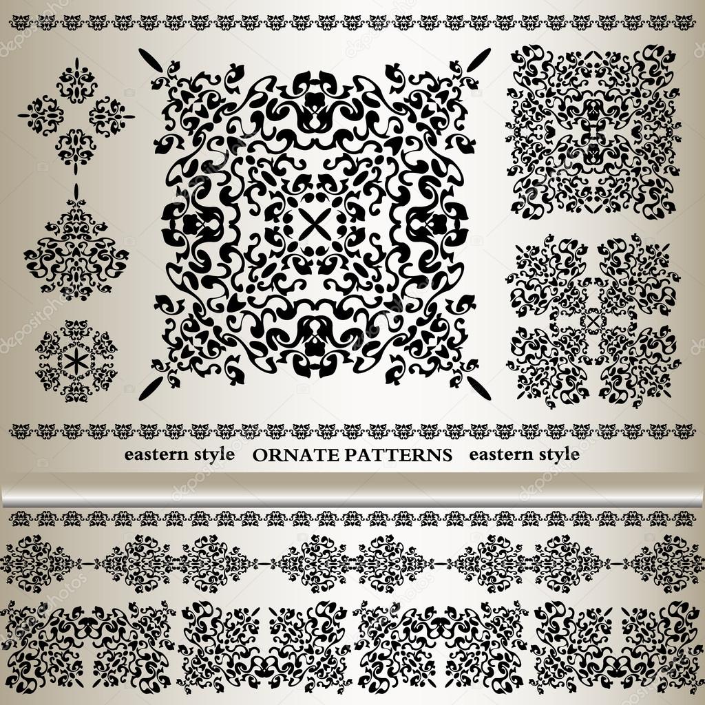 Set of ornate patterns in eastern style