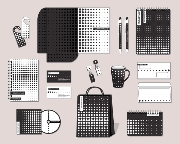 Plantilla de identidad corporativa con patrón gráfico en blanco y negro — Archivo Imágenes Vectoriales