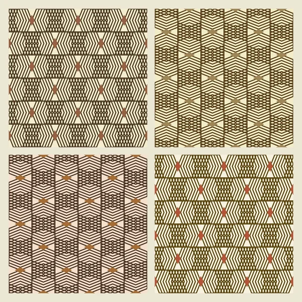 Set of four seamless geometric texture with a pattern of staggered — Stock Vector