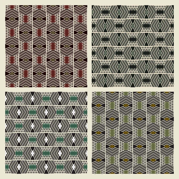 Ensemble de quatre textures géométriques sans couture avec un motif décalé — Image vectorielle