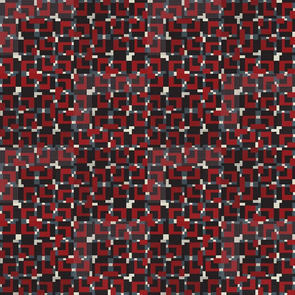 Geometrisches nahtloses Muster in roten, weißen und schwarzen Farben — Stockvektor