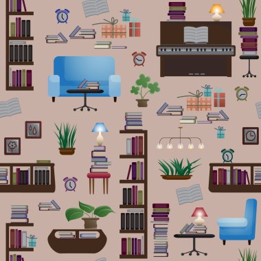 Kitap ve mobilya ile Seamless Modeli