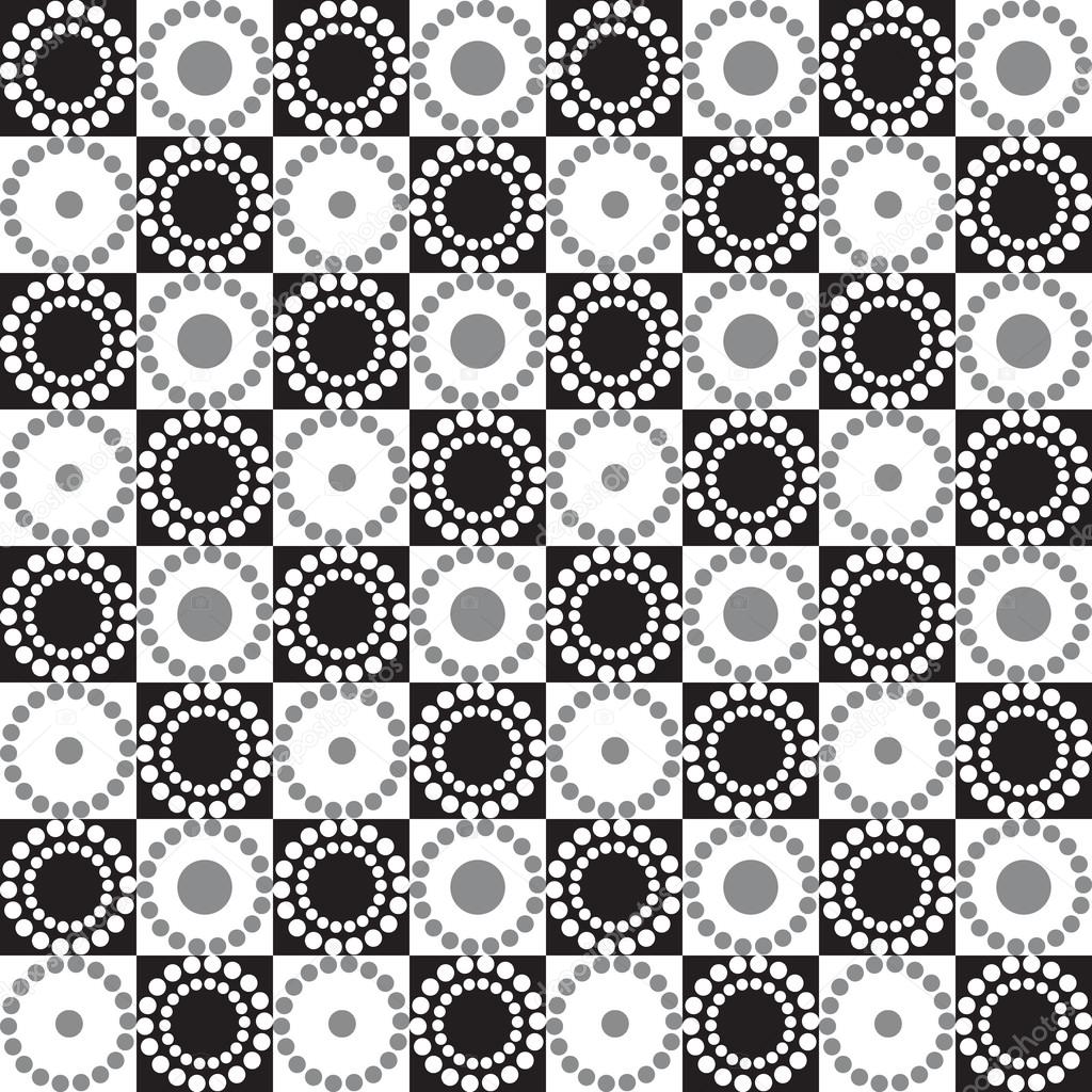 Seamless graphic pattern with circles and squares. Vector background.