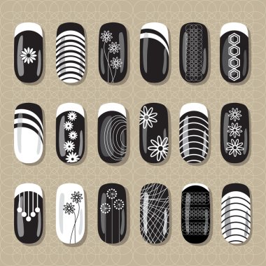 Nail design black and white clipart