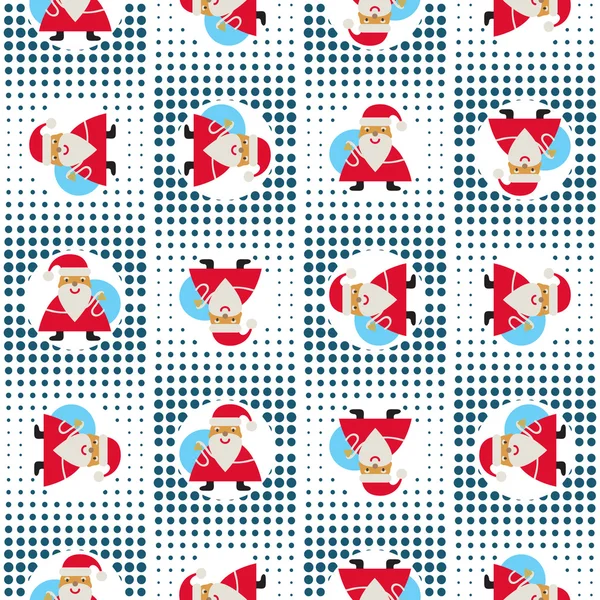 Seamless New Year's Abstract Pattern With Santa Claus On A Background Pixel — Stock Vector