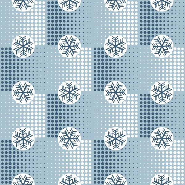 Nahtlose abstrakte Muster für das neue Jahr mit Schneeflocken auf Hintergrund-Pixel — Stockvektor