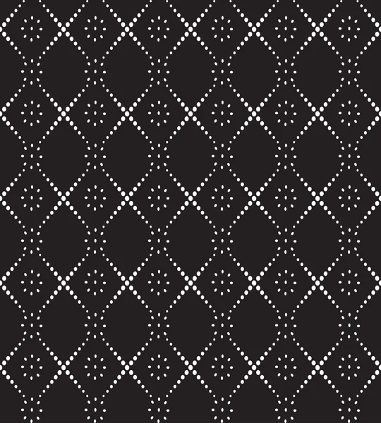 Motif géométrique noir et blanc sans couture avec des cercles et des fleurs stylisées — Image vectorielle