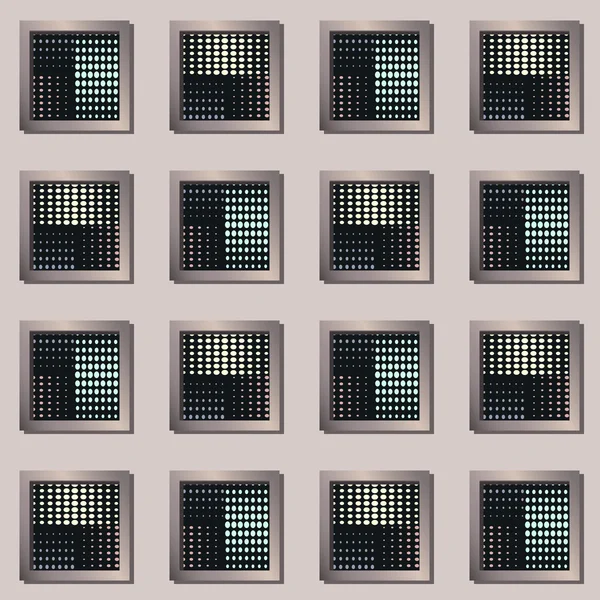 Modèle géométrique élégant avec les fenêtres à effet et le motif de points — Image vectorielle