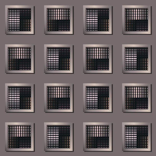 Eleganta geometriska mönster med effekt windows och punktmönster — Stock vektor