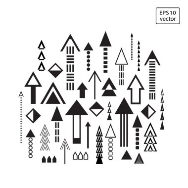Set creative arrows black and white clipart