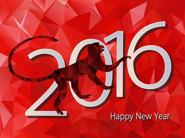 Nieuwjaar 2016 met het symbool van de rode aap. De achtergrond van de veelhoeken — Stockvector