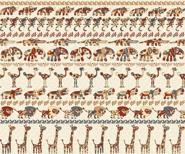 Sorunsuz geçmiş ile renkli hayvanlar Afrika stilize — Stok Vektör