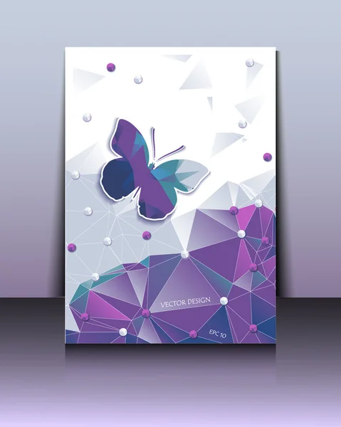 Abstracte geometrische achtergrond met een vlinder van de veelhoeken — Stockvector