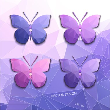Soyut renkli kelebekler çokgen kümesi
