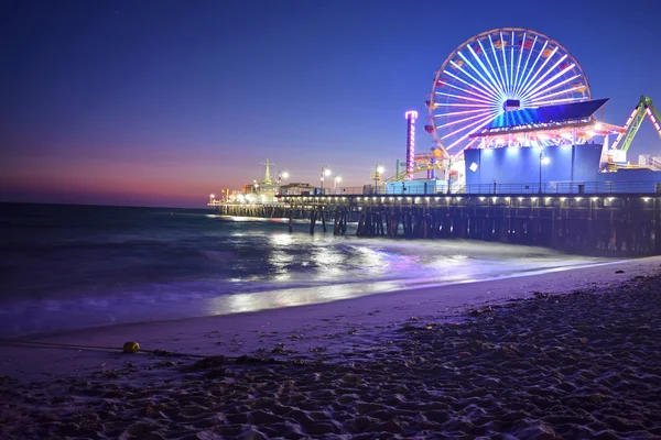 Plage de Santa Monica la nuit — Photo