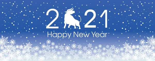2021 Gelukkig nieuwjaarskaartsjabloon. Ontwerp patroon sneeuwvlokken wit. — Stockvector
