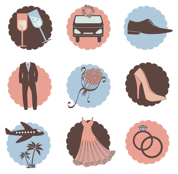 老式的婚礼图标集 — 图库矢量图片