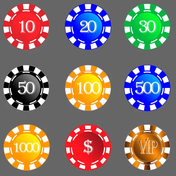 Set Casino Chips Isolated Objects Vector Image — Stock Vector