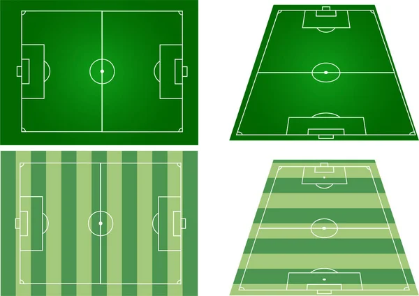 Campo Fútbol Desde Diferentes Ángulos Vista Superior Objetos Aislados Imagen — Vector de stock