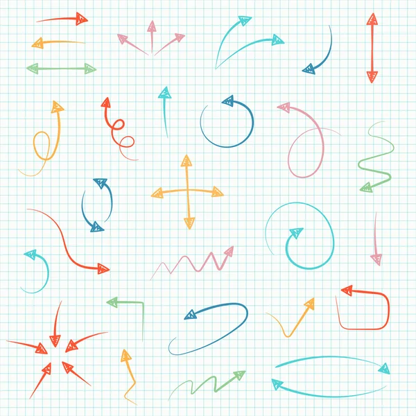 Sketch arrow set. Vector illustration for your business and education design. Hand drawn Elements for design — Stock Vector