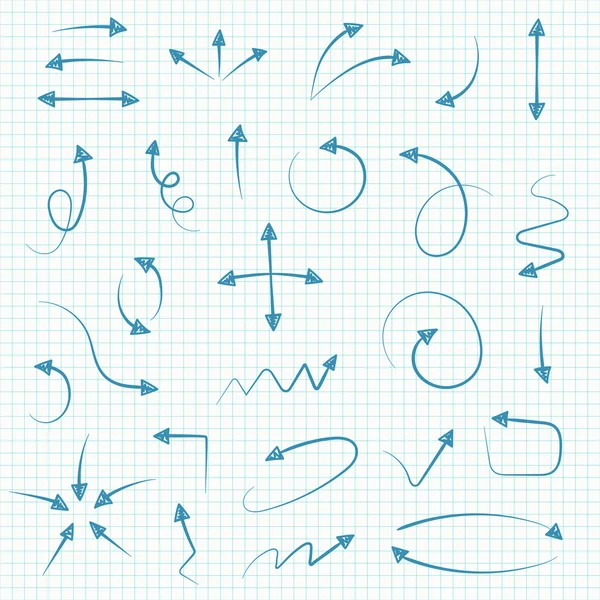 Sketch arrow set. Vector illustration for your business and education design. Hand drawn Elements for design — Stock Vector