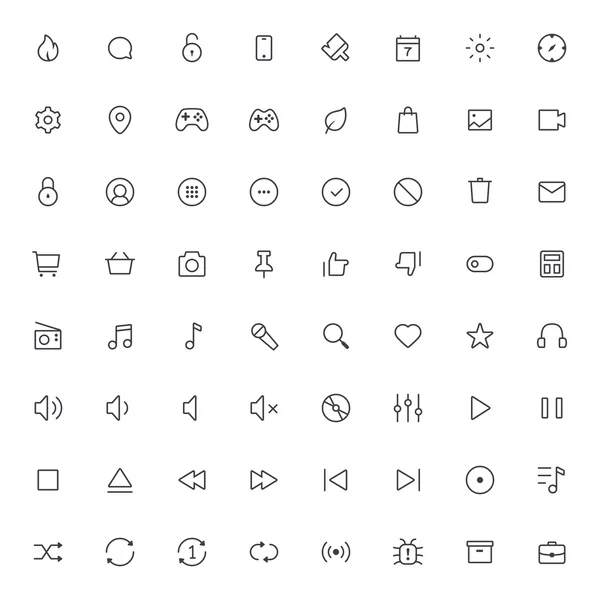 Outline vector icons for web and mobile.Thin Stroke Icons, 2 pixel stroke & 48x48 resolution — Stock Vector