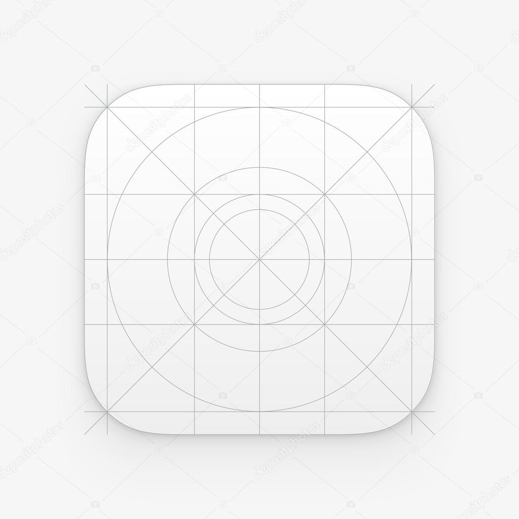 Application icon template with Guidelines, grids. Blank application icon for web and mobile. Vector isolated button