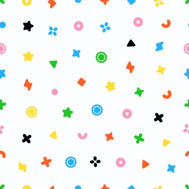 Geometrik tatlılar Dikişsiz desen vektör. Soyut vektör çizim şekilleri geometrik öğelerle.