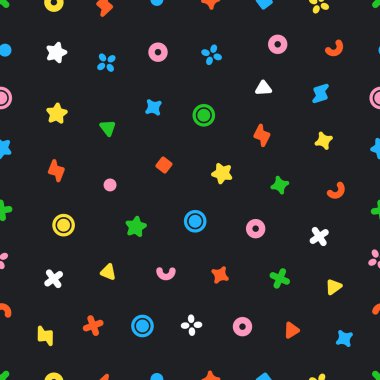 Geometrik tatlılar Dikişsiz desen vektör. Soyut vektör çizim şekilleri geometrik öğelerle.