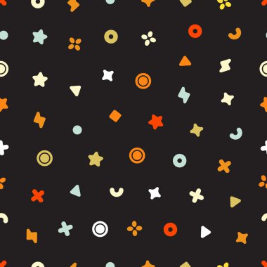 Geometrik tatlılar Dikişsiz desen vektör. Soyut vektör çizim şekilleri geometrik öğelerle.