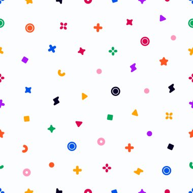 Geometrik tatlılar Dikişsiz desen vektör. Soyut vektör çizim şekilleri geometrik öğelerle.