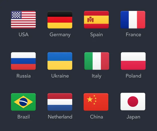 Land vlaggen pictogrammen. Vectorillustratie — Stockvector
