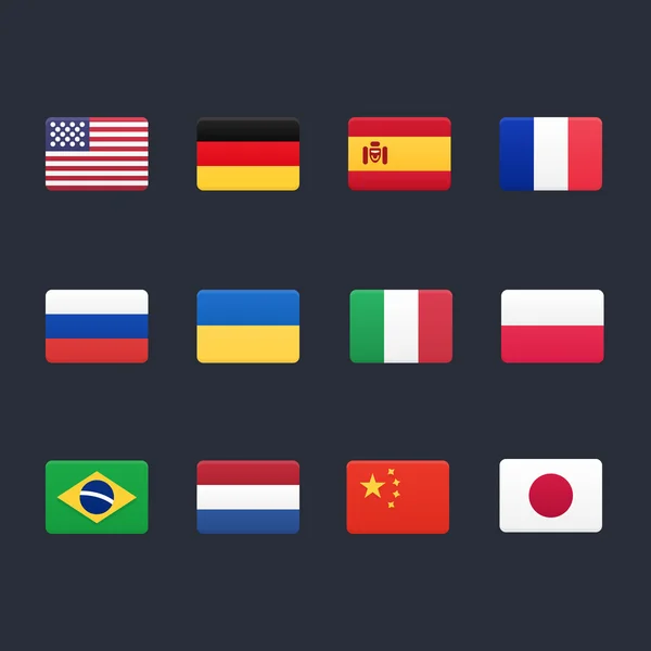 Ikony, vlajky zemí. Vektorové ilustrace — Stockový vektor