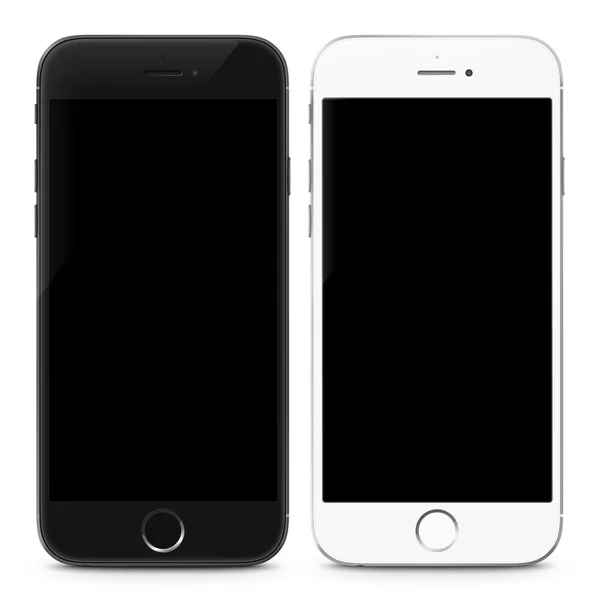 Smartphone realistic vector illustration. Mobile phone mockup with blank screen isolated on white background — Stock Vector