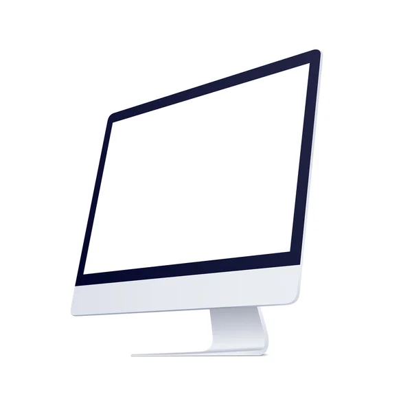 Schermo del computer, monitor display laterale isolato su sfondo bianco. Illustrazione vettoriale — Vettoriale Stock