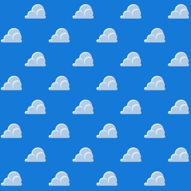 Karikatür Bulutlar Desen arka plan. Bulut desenli mavi gökyüzü. Vektör çizimi