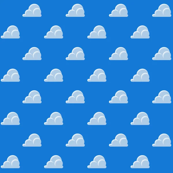 Tecknade molnmönster bakgrund. Blå himmel med molnmönster. Vektor illustration — Stock vektor